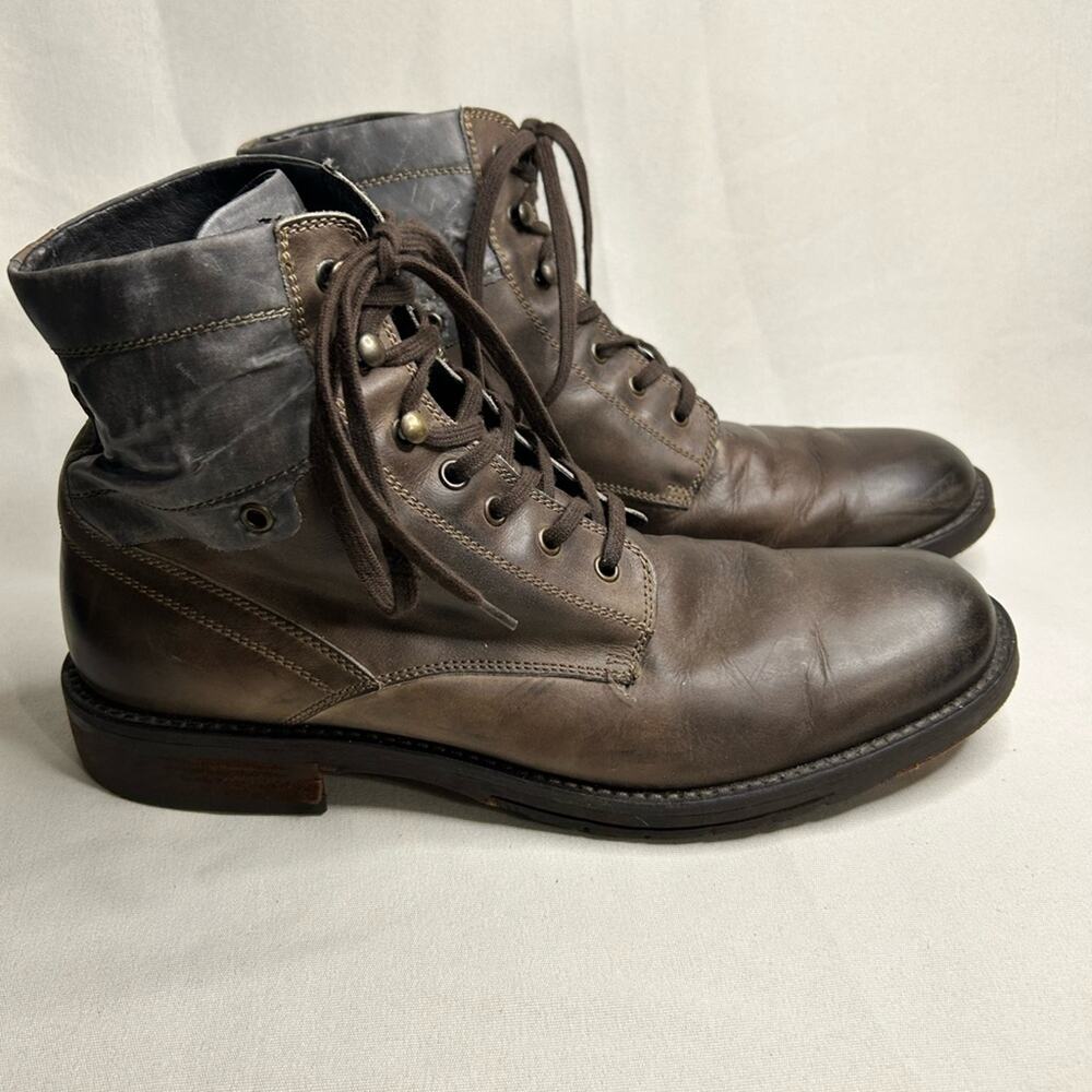 Johnston & Murphy J and M Men's gray Brown distressed Leather Lace-Up Boots. 12